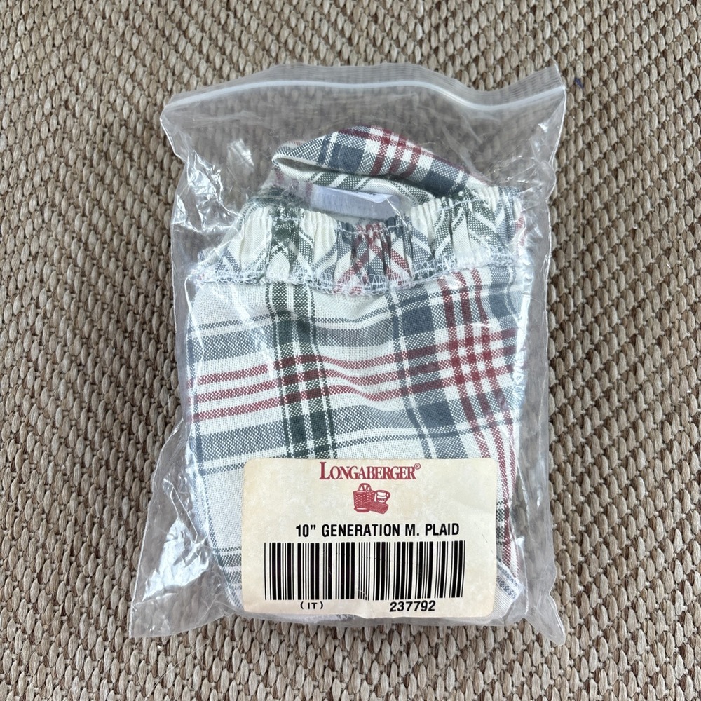 Longaberger 10" Generations Basket Fabric Liner Plaid #237792